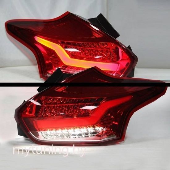 Задние фонари RED WHITE SEQ LED для Ford Focus 3(III) FL hatchback