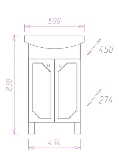 Тумба Onika КАННЫ 50.11 с раковиной Santek КАННЫ 50