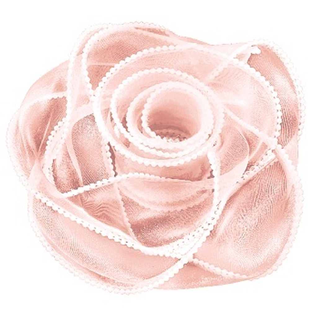 Лента декоративная (4 см*4,57 м) Органза с леской и бусинами Розовый