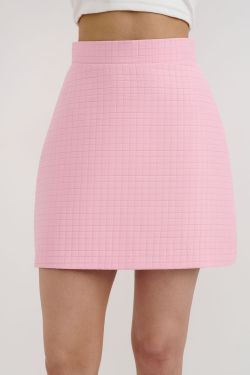 Юбка мини со стежкой розового цвета