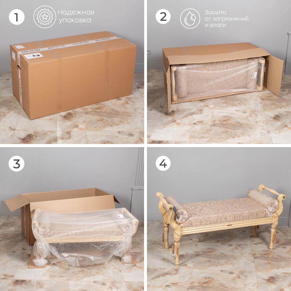 Банкетка Флоренция Айвори Каледония Даймонд Бисскоти