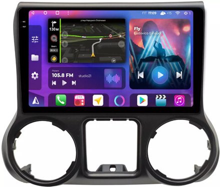 Магнитола для Jeep Wrangler 3 2014-2018 - FarCar BM10-9566 монитор 10.36" QLED на Android 14, TS10, 4+32Гб, CarPlay, 4G SIM-слот