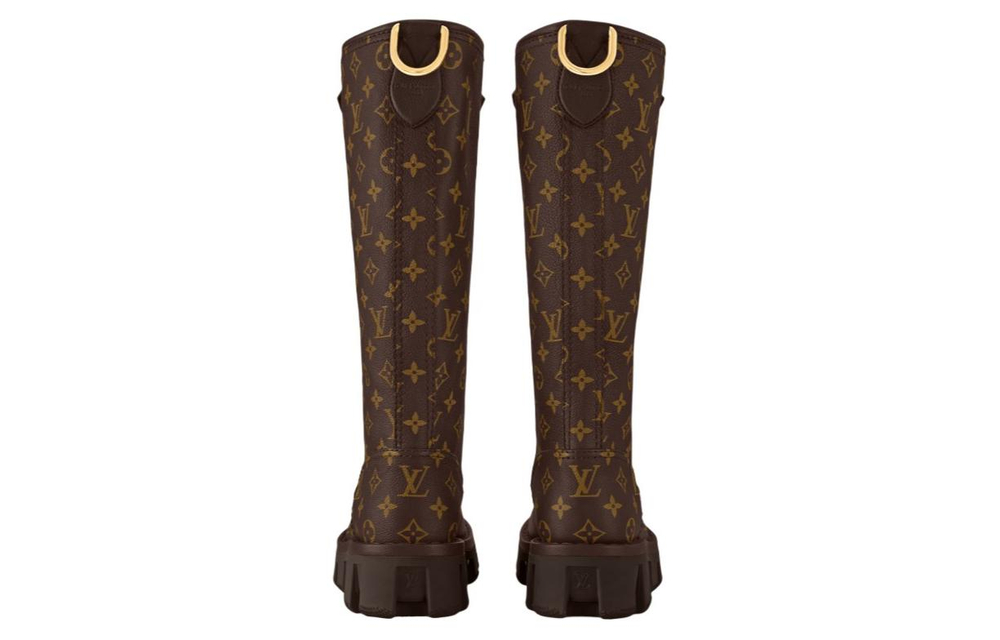 LOUIS VUITTON Cow Leather Knee high Boots Women"s Brown
