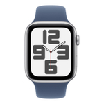 Часы Apple Watch SE, 44 мм, алюминий серебристого цвета, ремешок Sport Band цвета «деним» (2024)