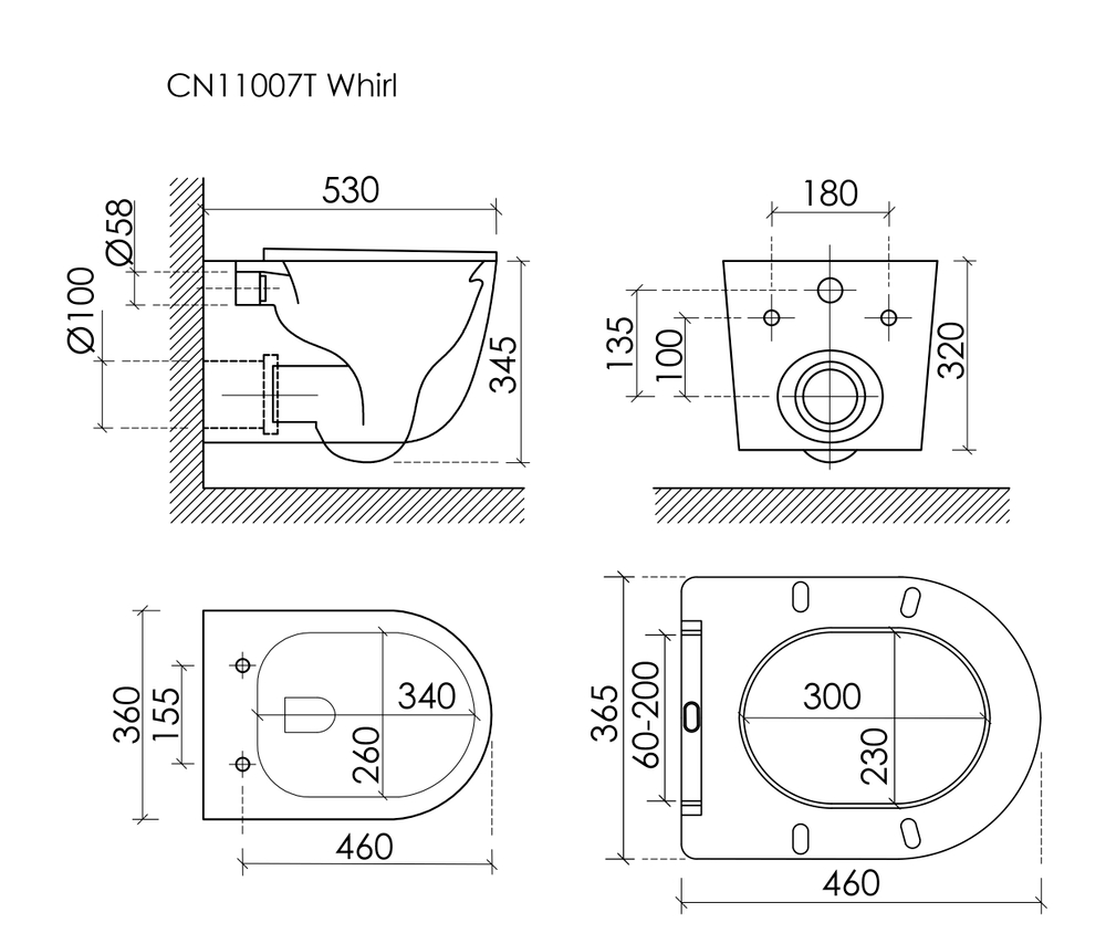 Унитаз подвесной Ceramicanova Whirl торнадо 3.0 сиденье микролифт белый CN11007T