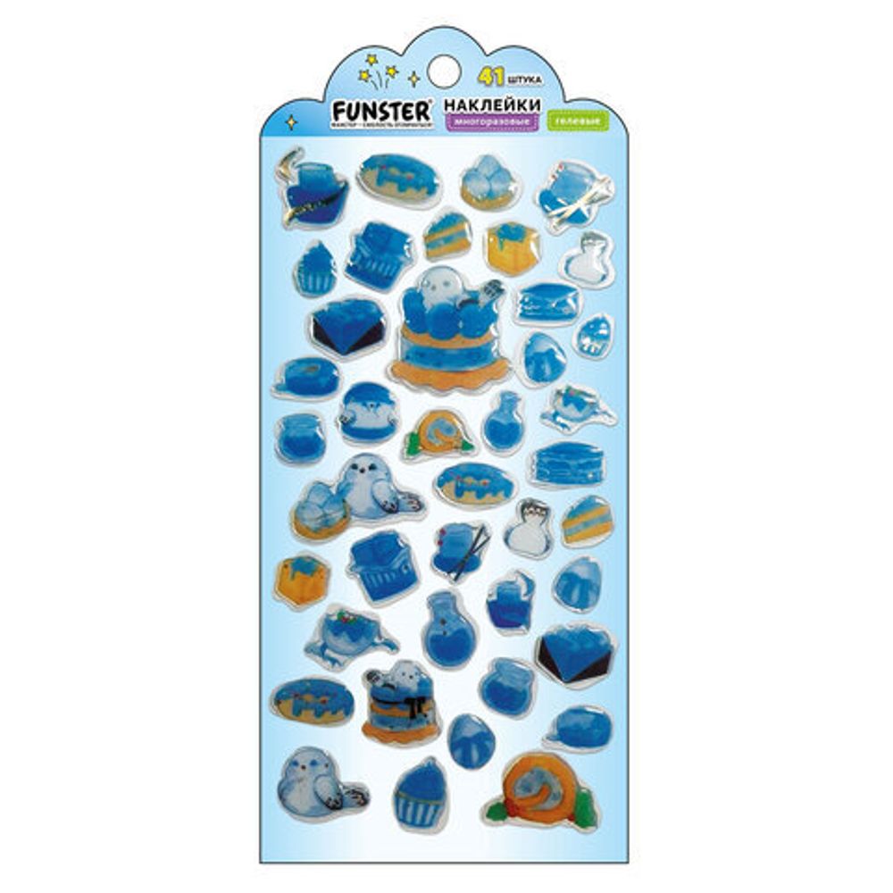 Наклейки гелевые "Аппетитное ассорти", 17,5х9 см, ассорти 6 видов, FUNSTER (ФАНСТЕР), 666083