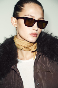 ZARA УТЕПЛЕННАЯ КУРТКА-БОМБЕР С ЛАЦКАНАМИ ИЗ ИСКУССТВЕННОГО МЕХА, КОРИЧНЕВЫЙ