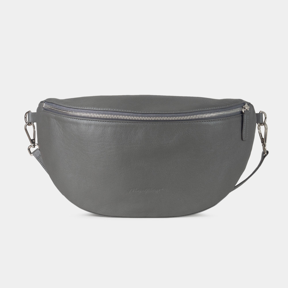 Сумка поясная Vilnius из кожи теленка, серого цвета