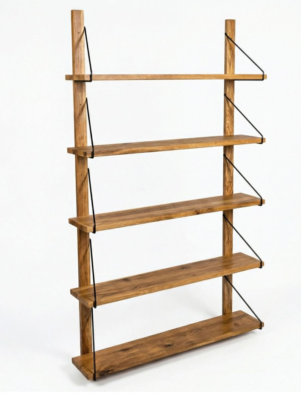 Полка настенная, 80х19х147, Alina, для ванной, стеллаж деревянный, массив дуба, MAKOSA