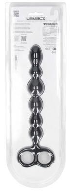 Черная анальная цепочка Beaded Silicone Anal Probe with Double Loop - 24 см. (Цвет: черный)