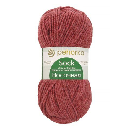 Носочная пряжа Россия Пехорка 50%полутонк.шерсть 50%акрил 5х100г/200м (816-Красный меланж)