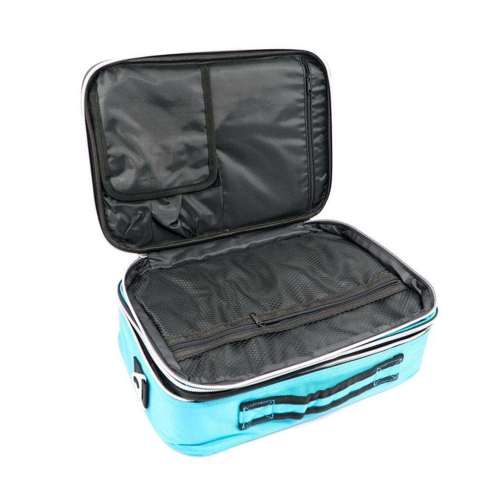 Кейс для мастера средний с зеркалом (35*24*12,5) голубой