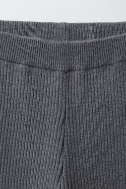 ZARA ТРИКОТАЖНЫЕ БРЮКИ С ВОЛАНАМИ, СЕРЫЙ МЕЛАНЖ