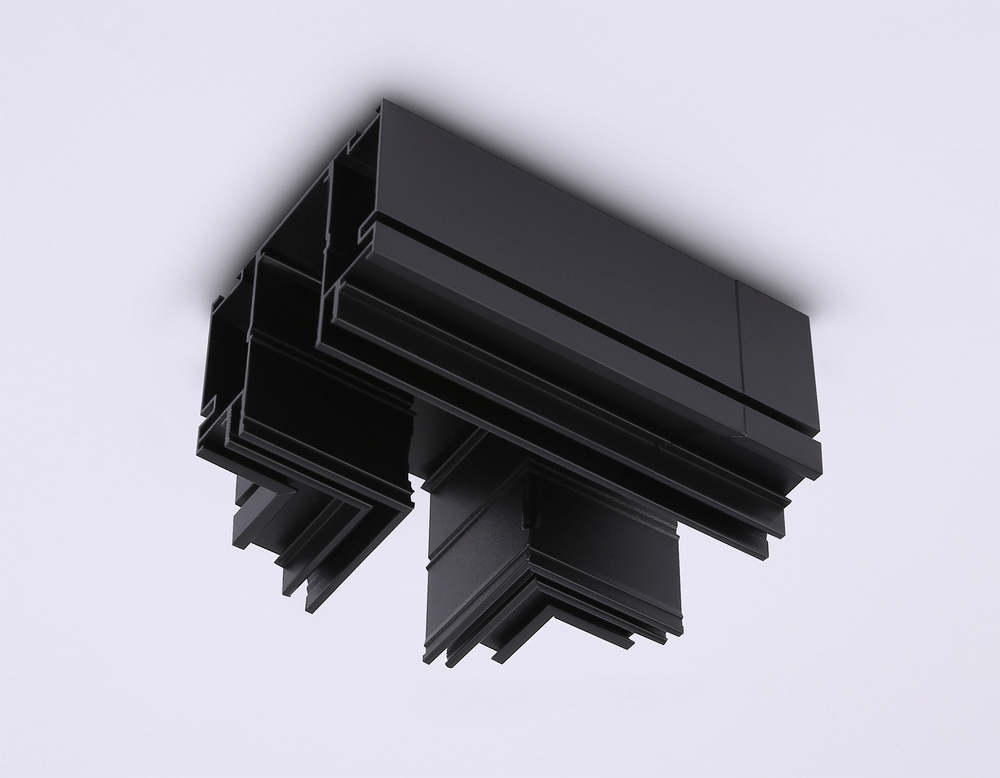 Коннектор T-образный для шинопровода в натяжной потолок Magnetic 220V GL1048 BK черный 135*100*51 (соединители в комплекте)
