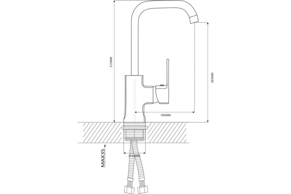 СМЕСИТЕЛЬ EKKO ДЛЯ КУХНИ С ГАЙКОЙ E40301 БЕЛЫЙ