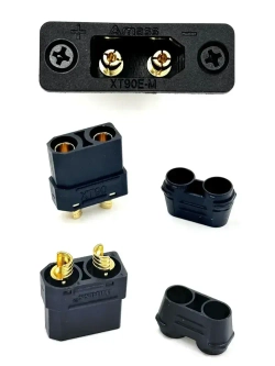 Силовой разъем-вилка Amass XT90E-M "папа" полный набор для установки на плату или корпус 30A/60А 500В