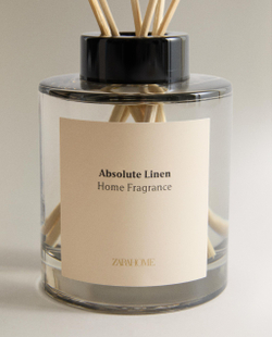 Zara Home Аромадиффузор Absolute Linen 200 мл, тростниковые палочки микадо, аромат парфюмированный, Золотой