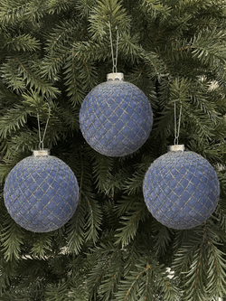 Набор шаров 10см 6шт ChristmasDeLuxe голубой с узором шампань