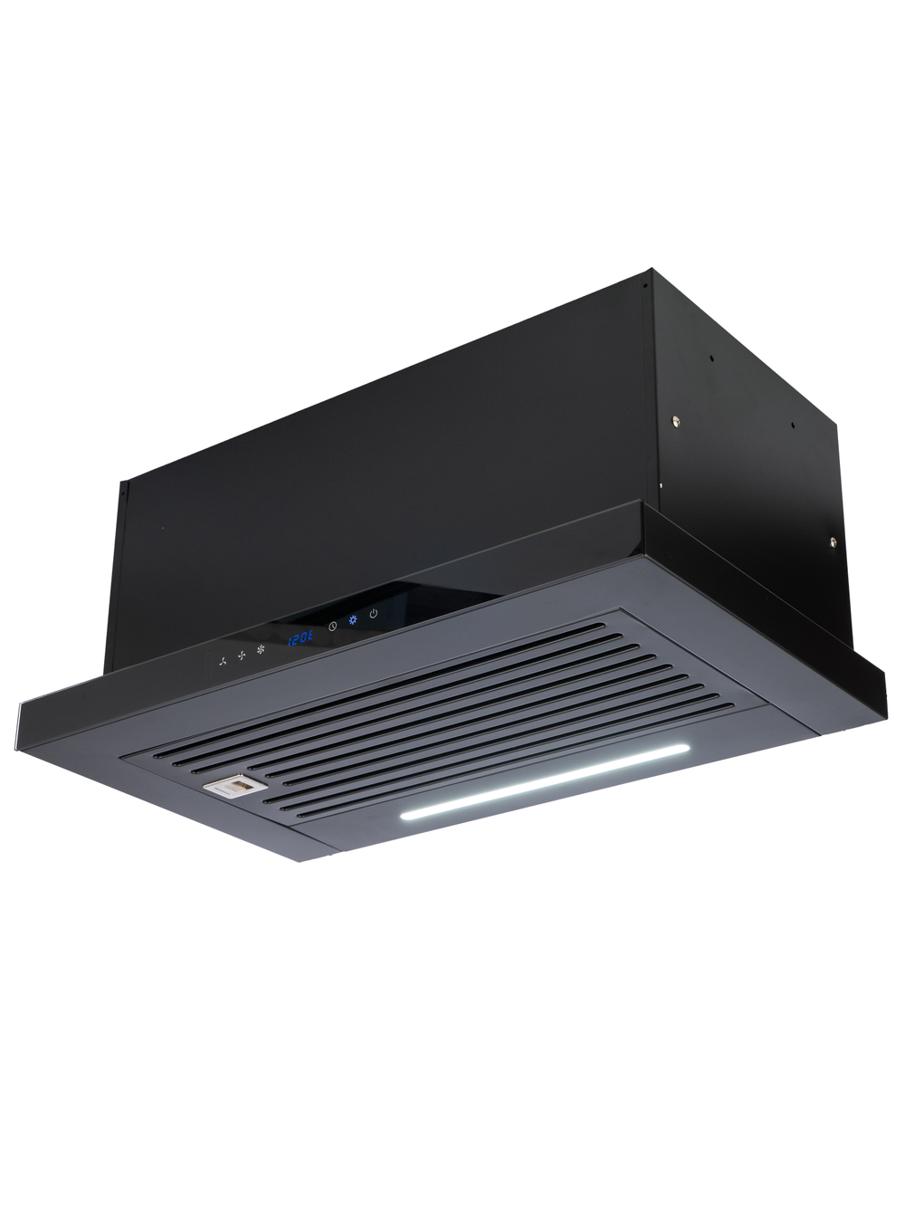 Вытяжка кухонная MACBI Perfa-60G-baf (BLACK) черный, D150мм, 1200м3/ч, полновстраиваемая, мотор 230Ватт, стекло 60см, сенсорное управление + управление жестами