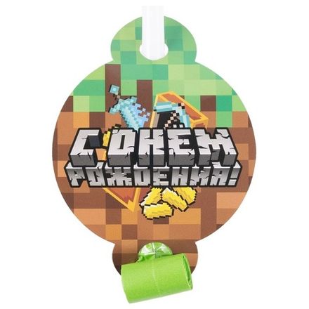 Языки-гудки "С ДР Пиксели" 6 шт