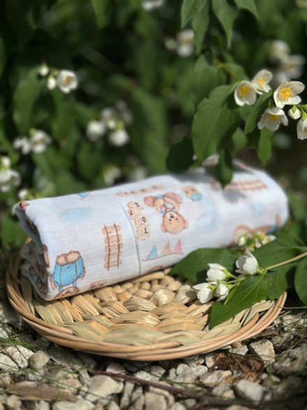 Муслиновая пеленка 4-х слойная Маленькие Мишки