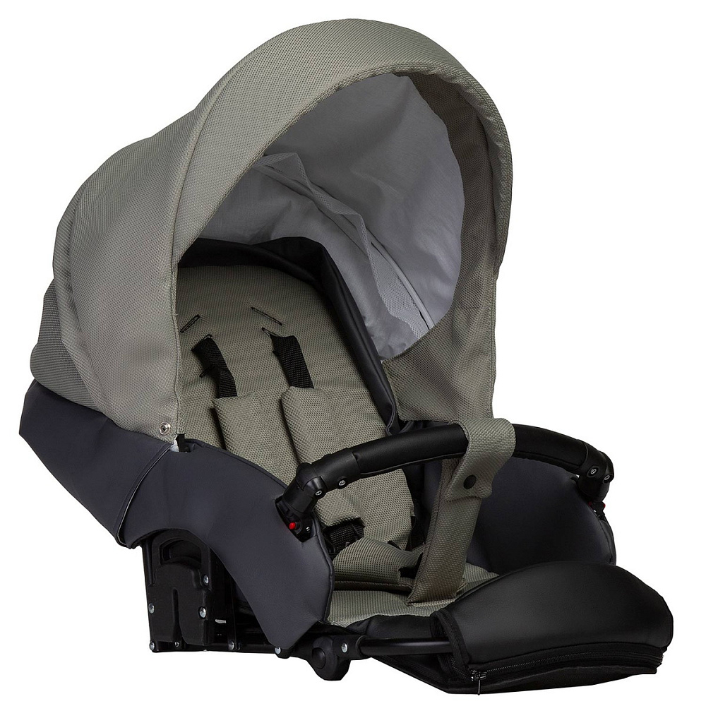 Детская коляска Indigo Mio S 3 в 1 с автокреслом Avionaut Cosmo Grey 05 т.серая кожа+зеленый