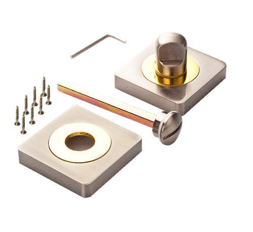 [ТОВАРА НЕТ В НАЛИЧИИ] Завертка квадрат Ренц BK 02 BIG SG/GP, цвет латунь матовая/латунь блестящая (гарантия - 12 месяцев)