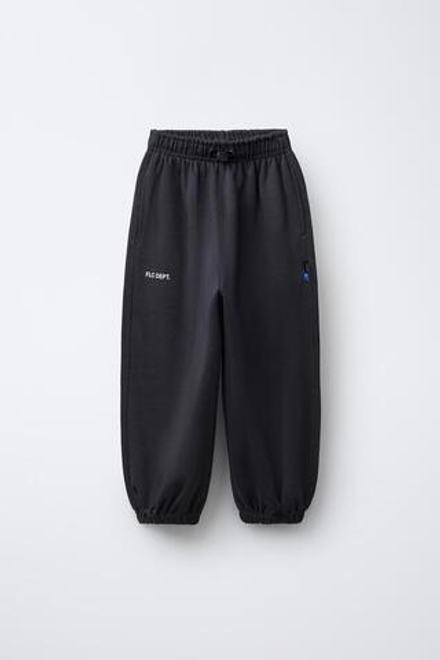 ZARA ФЛИСОВЫЕ БРЮКИ BALLOON С НАДПИСЬЮ, АНТРАЦИТОВО-СЕРЫЙ