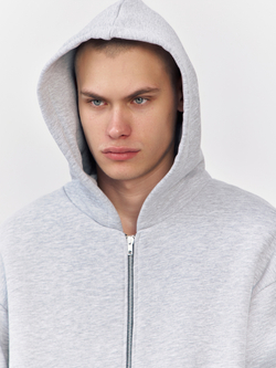 Худи зип с начесом (серый меланж)