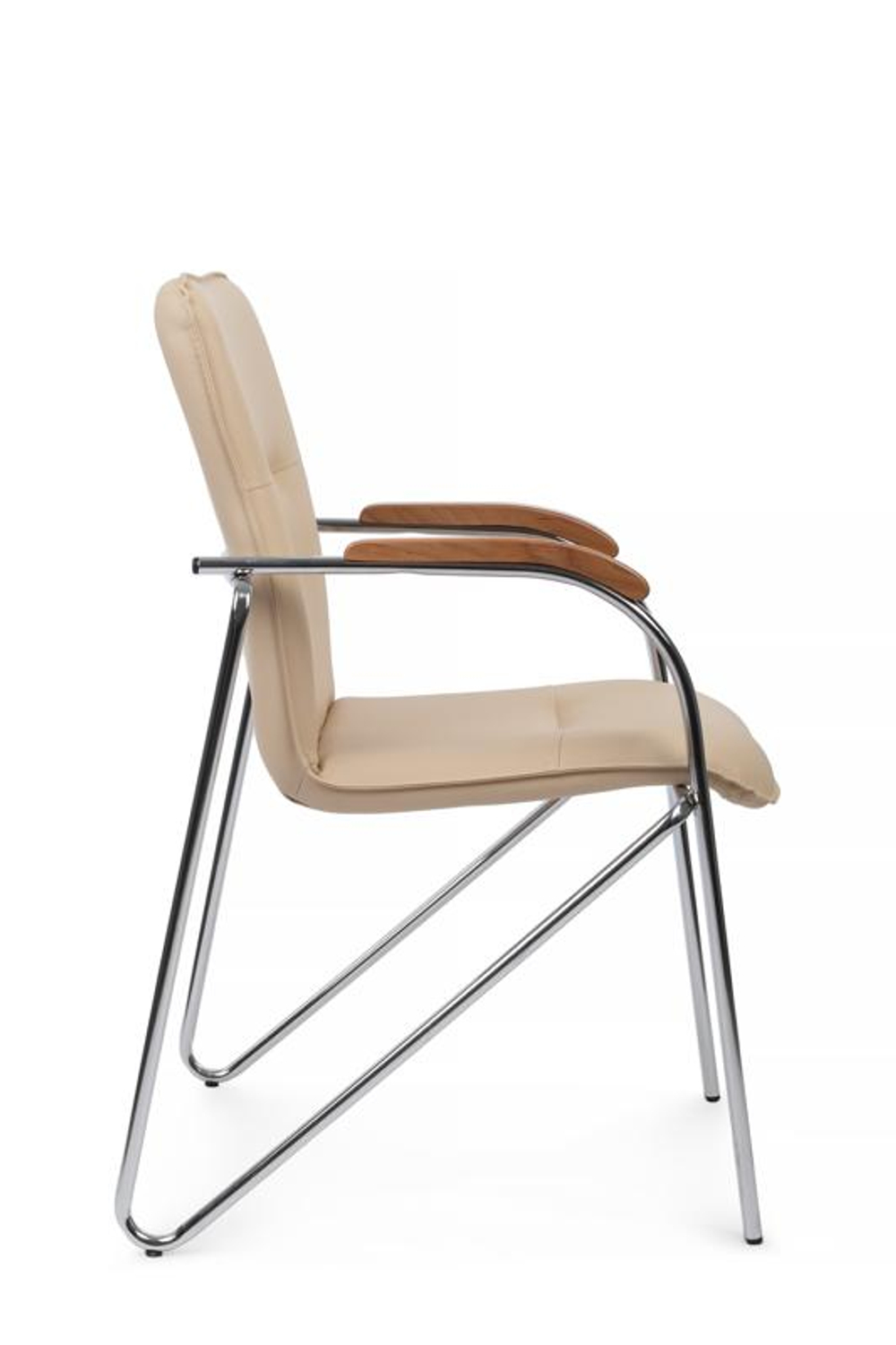 Стул Riva Самба с деревянными подлокотниками SMB-02H Хром гальв. Бежевый