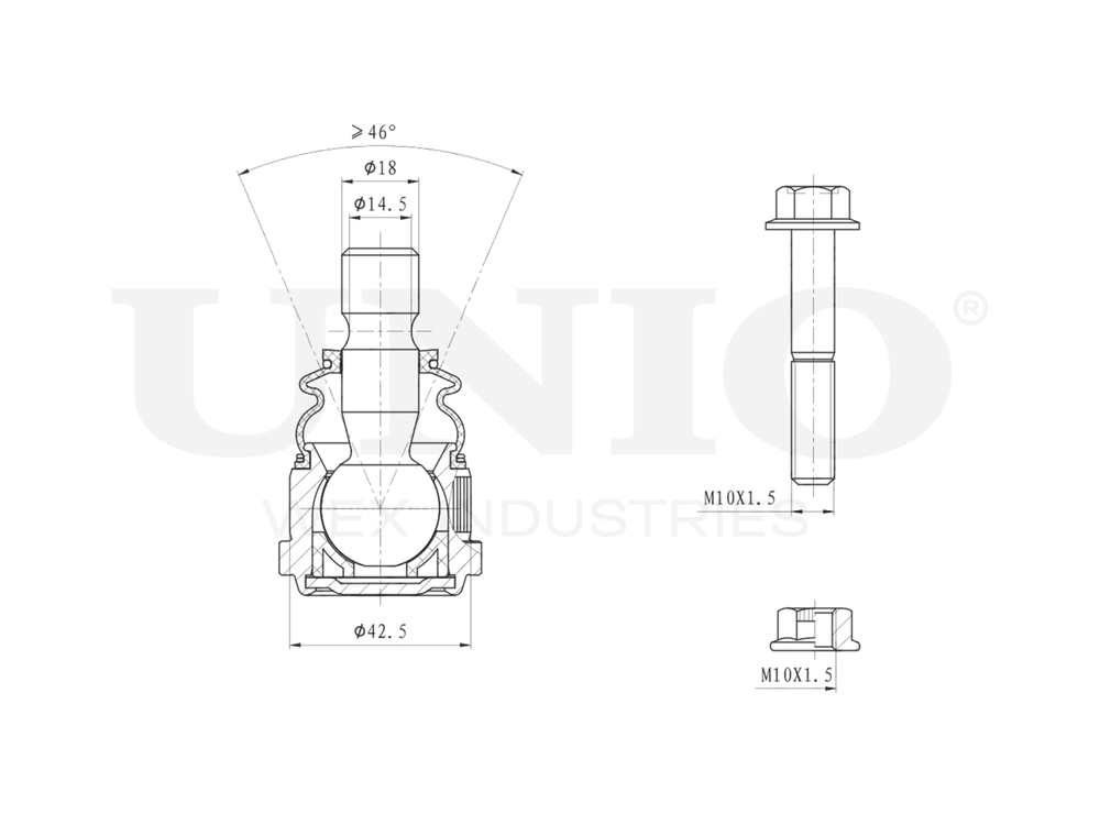 Опора шаровая передняя нижняя UNIO SSP-20106