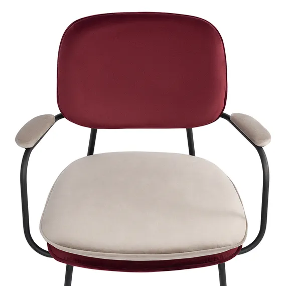 Стул с подлокотниками Pea, велюр, бордовый/бежевый