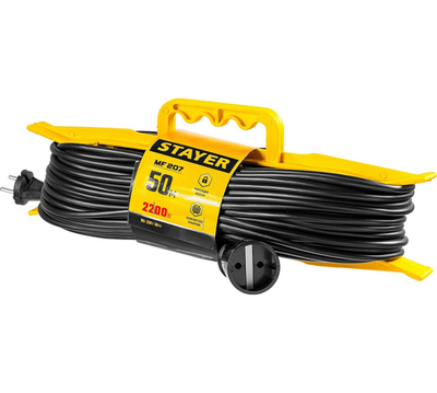 STAYER MF-207, ПВС, 2 x 0.75 мм2, 50 м, 2200 Вт, силовой удлинитель-шнур на рамке (55018-50)