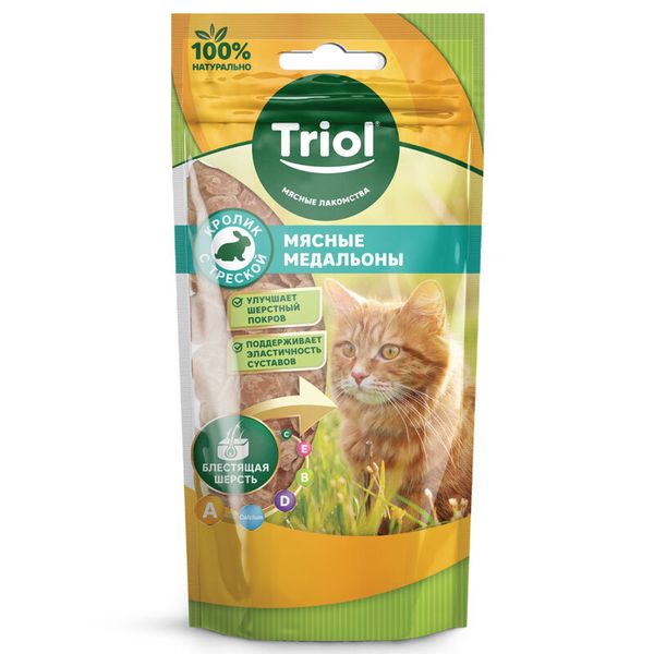 Лакомство Triol для кошек «Мясные медальоны из кролика с треской»