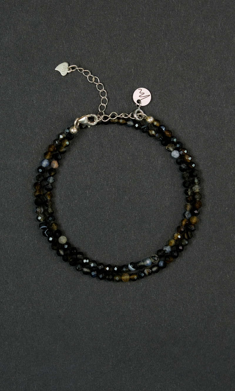 Чокер "Memo about Health" из агата огранка 3 мм с удлинителем 33-38 см