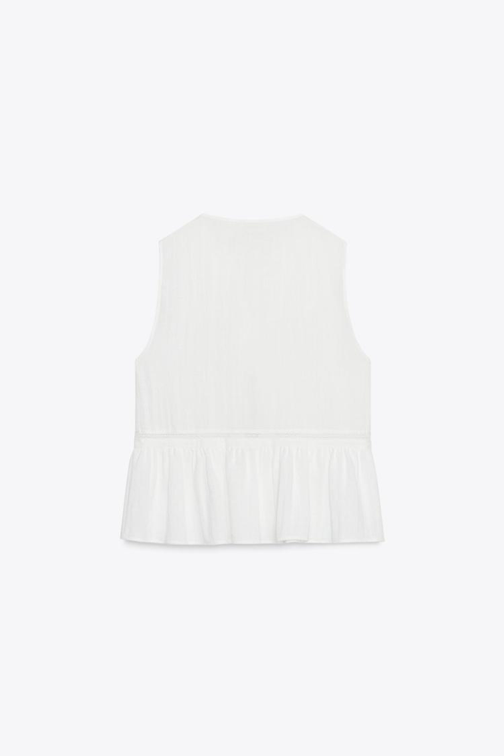 ZARA ТОП С ЗАВЯЗКАМИ И ЗАЩИПАМИ, ЖЕЛТОВАТО-БЕЛЫЙ