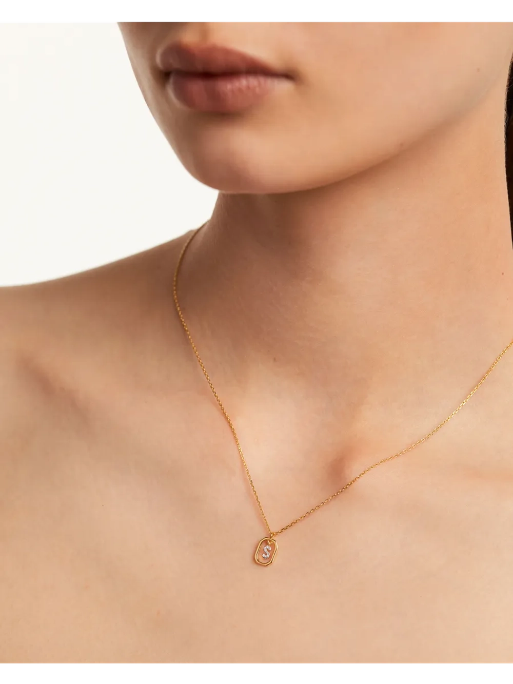 Колье Мини-Буква S серебро 925 пробы покрытое золотом