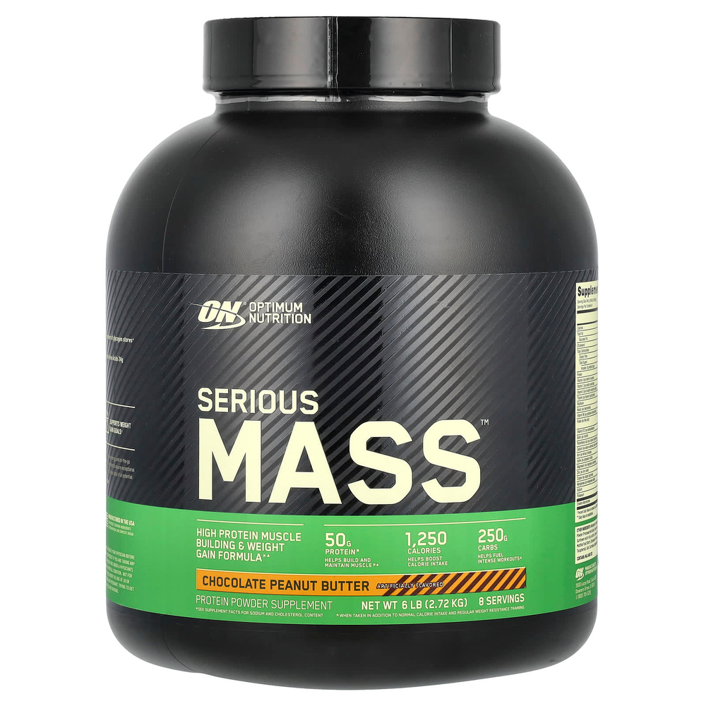 Optimum Nutrition, Serious Mass ™, шоколадно-арахисовая паста, 2,72 кг (6 фунтов)