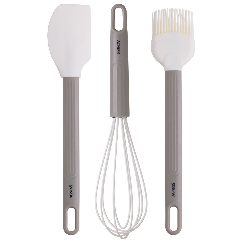 НАБОР: ВЕНЧИК, ЛОПАТКА, КИСТОЧКА AGNESS, 3 ПРЕДМЕТА