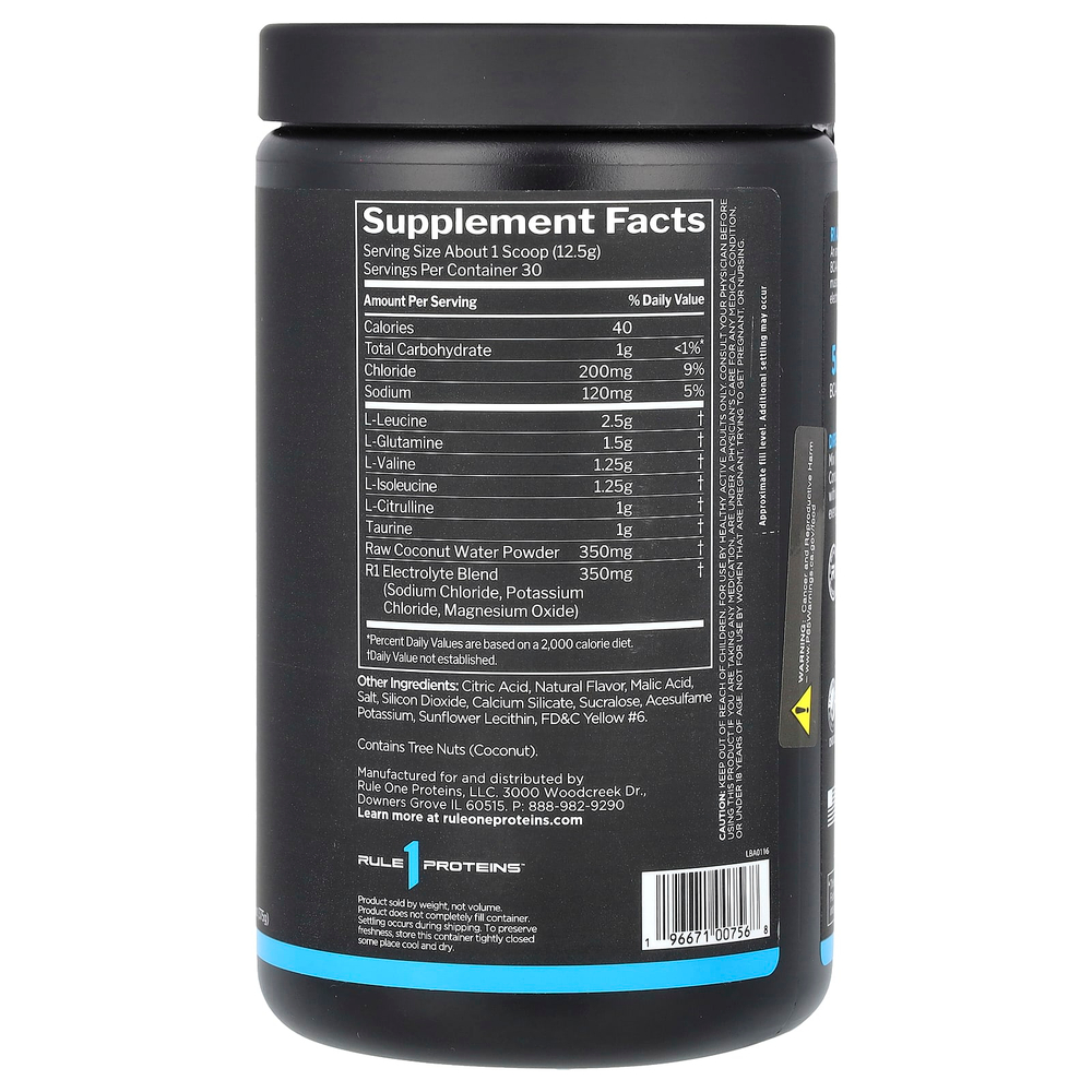 Rule One Proteins, активные аминокислоты с разветвленной цепью, со вкусом апельсина, 375 г (13,23 унции)