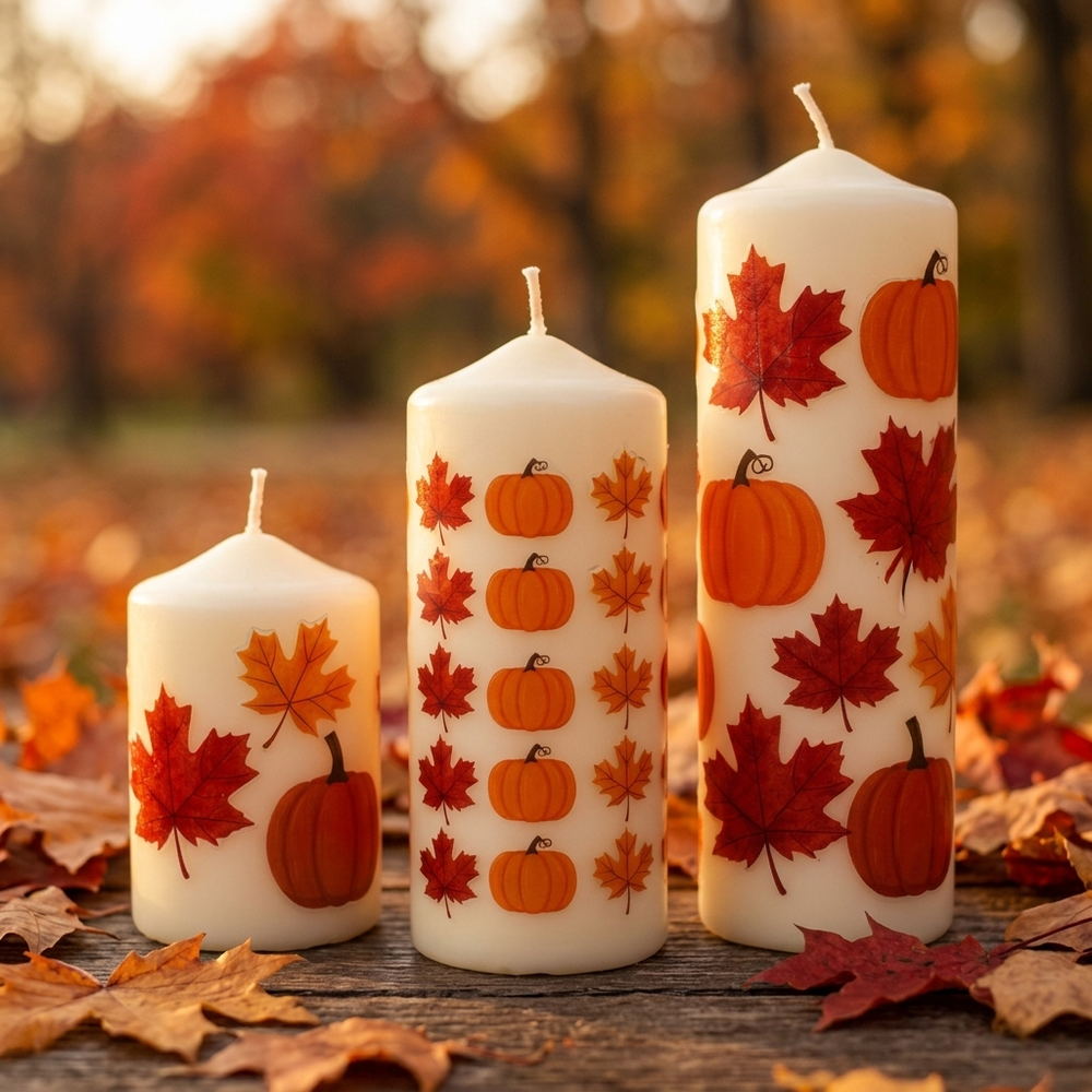 Трансфер переводной - декаль для свечей и гипса осень 010 А5