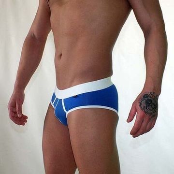 Трусы мужские брифы синие  спереди вставка из сетки Van Baam VB-38136