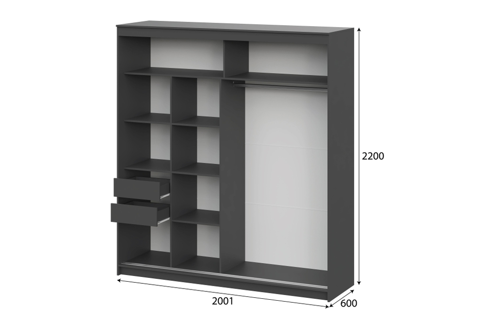 Шкаф-купе ШКП 3 (2,0) МАКС Меланж