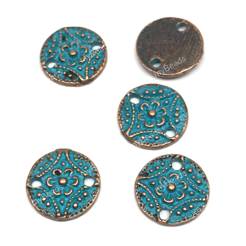 Коннектор с патиной "Цветочный" 11х11 мм, под медь