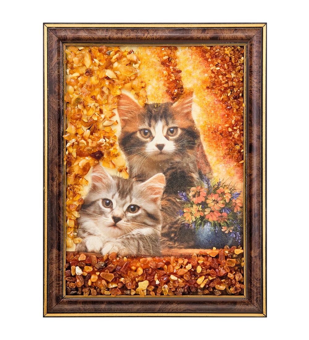 AMB-03/24 Картина «Лебеди» (с янтарной крошкой) L-24см