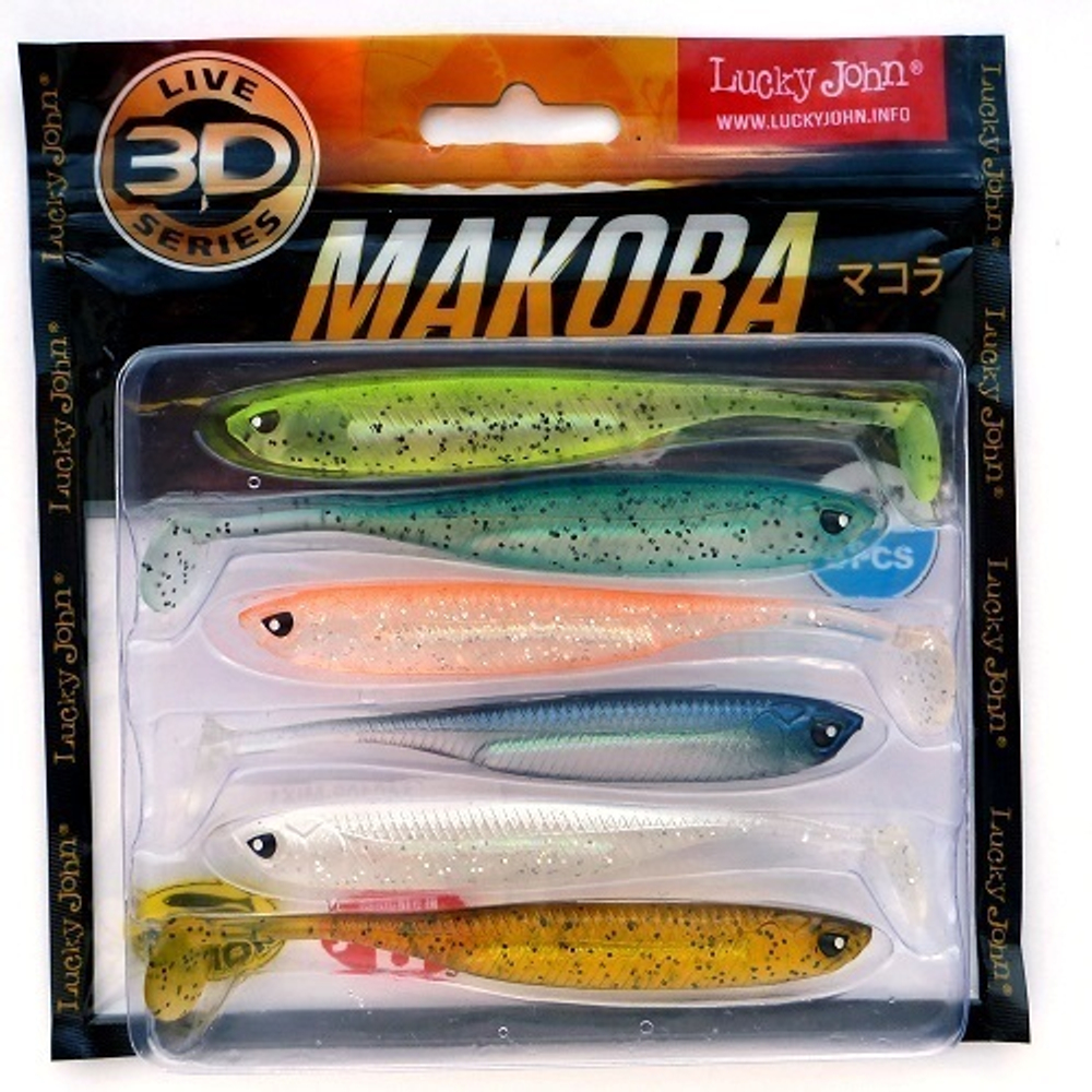Виброхвост LJ 3D Series Makora Shad Tail 4.0in (10 см), цвет MIX1, 6 шт.