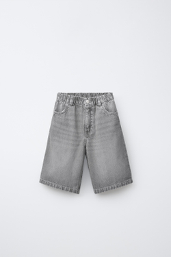 ZARA ДЖИНСОВЫЕ ШОРТЫ BAGGY, СЕРЫЙ