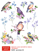 Трансфер переводной - декаль для свечей и гипса птицы 003