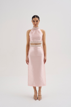 Костюм DELINA (Делина) (топ +юбка) МИДИ розовый