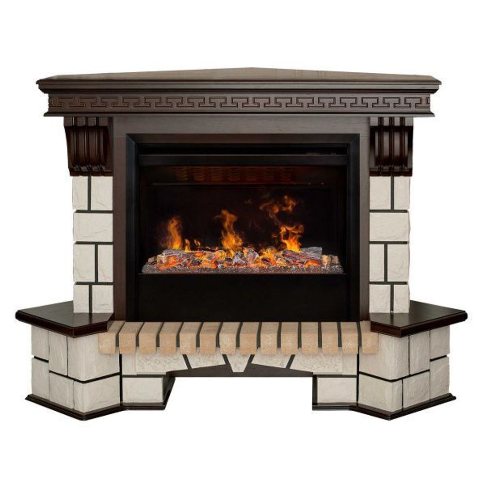 Электрокамин RealFlame Stone Coner AO античный дуб с очагом 3D Helios 26 SBG